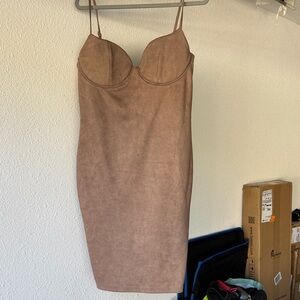 Fashion Nova Strapless Tan Dress